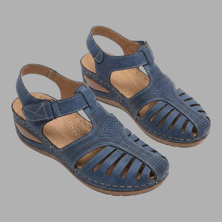 Comfortable women's wedge sandals, perfect for all-day summer wear. Slip-on everyday casual footwear.