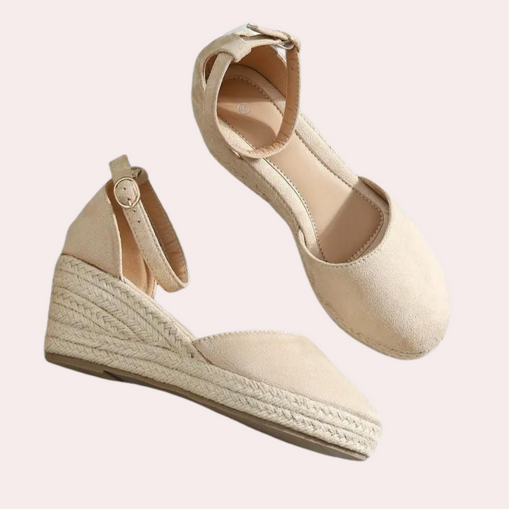 Elegant women's adjustable strap wedge sandals, versatile for office, events, or casual summer outings.