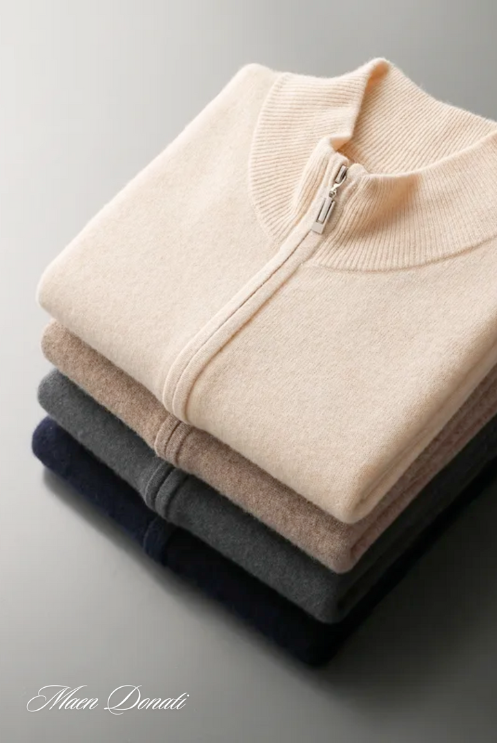Stylish men's long sleeve wool cardigan, ideal for comfortable casual and smart casual everyday fashion.