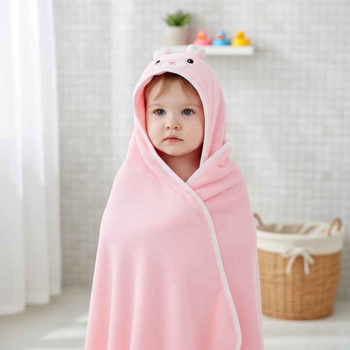 ComfortCloth Children's Hooded Bath Towel, super soft and absorbent for baby bath time fun