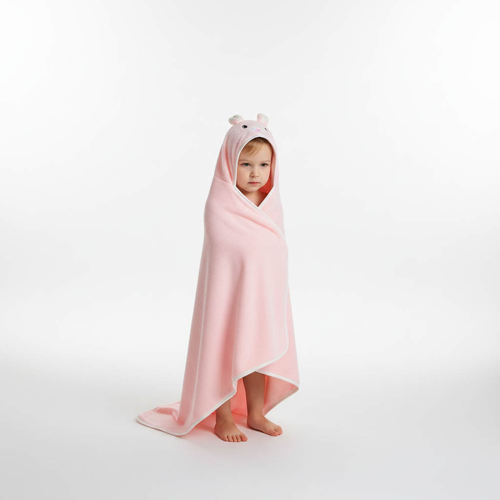 Kids hooded towel in ComfortCloth, perfect for toddlers after swimming or bath, quick-drying