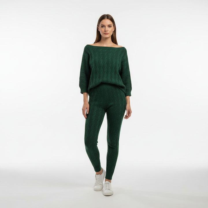 Rita women's fashion knit outfit, warm and comfortable top and pants for lounging