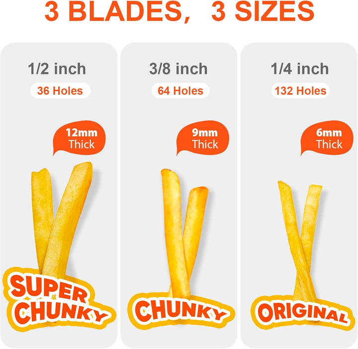 Manual vegetable slicer, ergonomic handle, commercial grade french fry maker