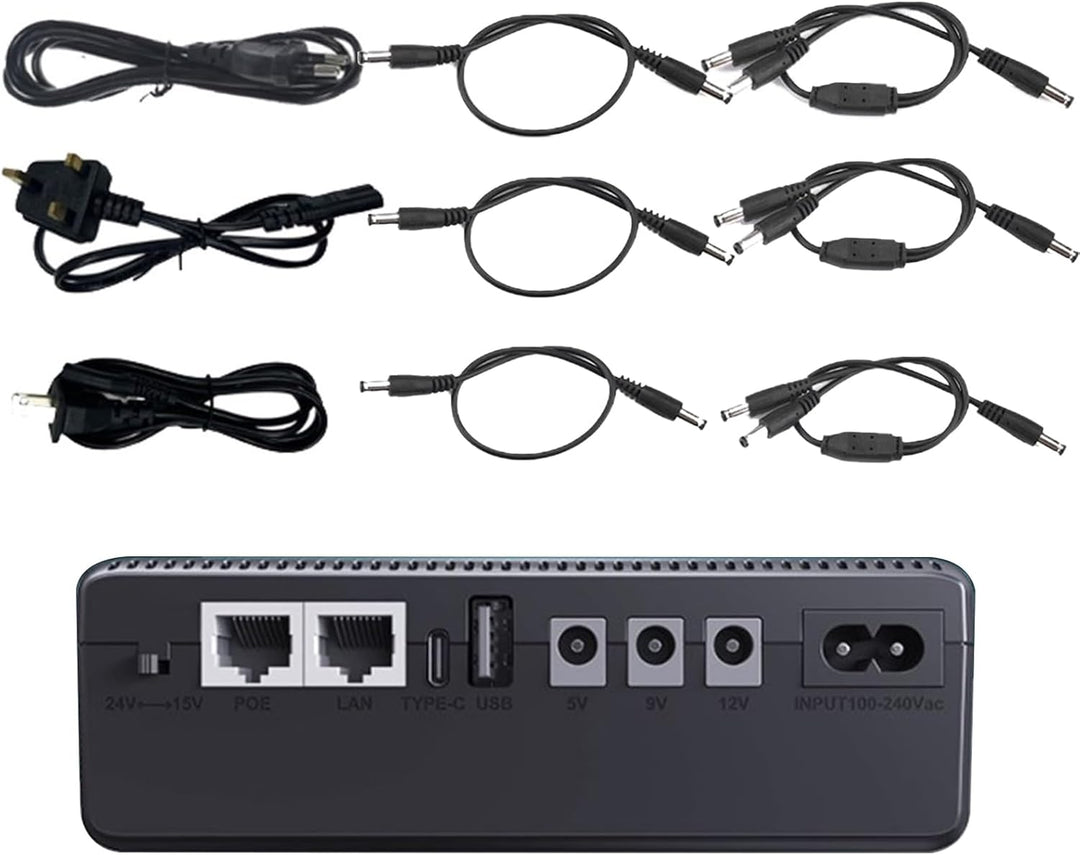 Portable 10400mAh UPS power supply ensuring uninterrupted network protection for gadgets