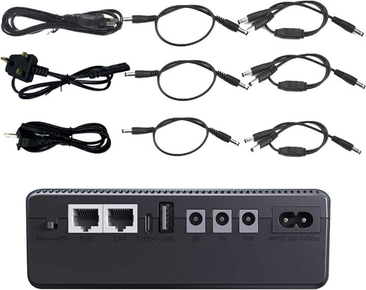 Portable 10400mAh UPS power supply ensuring uninterrupted network protection for gadgets
