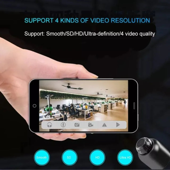 Portable 5G Wi-Fi mini camera offering 1080P HD remote home monitoring and easy wireless setup.