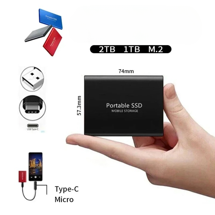Compact 128GB portable external SSD drive for fast, reliable data backup on the go.