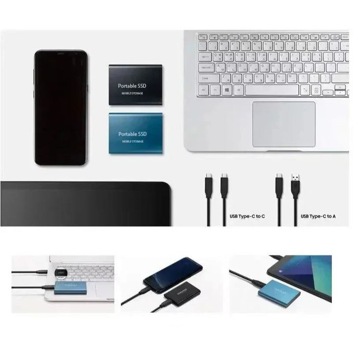 Sleek 128GB portable solid state drive, ideal compact storage for all your files.