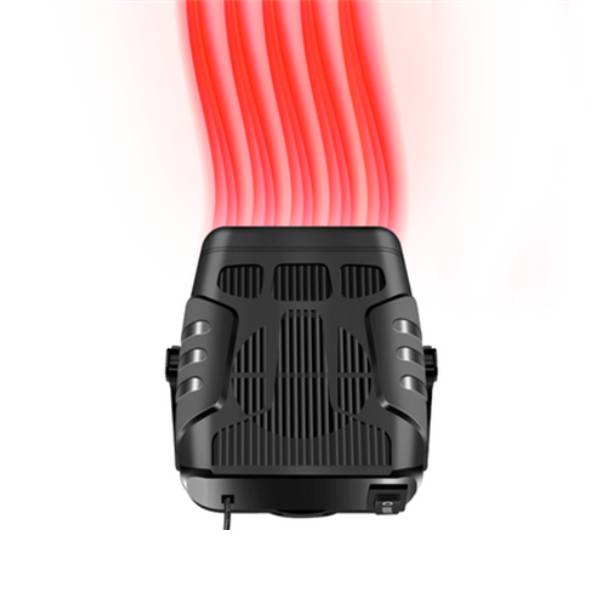 Portable 12V car warmer & auto defroster, perfect for travel. Quick heating and fan function for vehicle comfort.