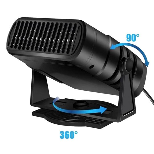 Modern 12V portable car heater with fan for heating, defrosting, & cooling. Essential automobile accessory.