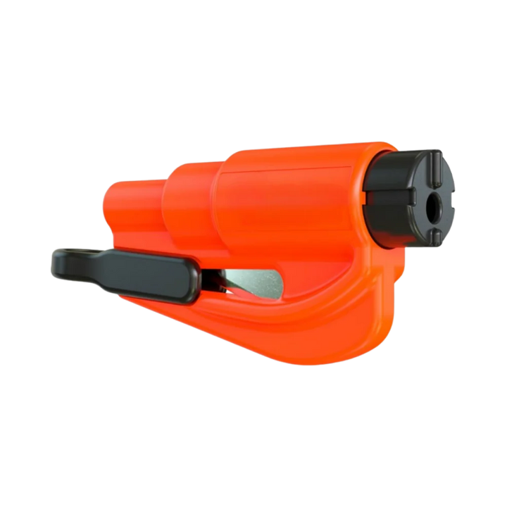 Ergonomic 2-in-1 car escape tool, easy-grip for window breaking & seatbelt cutting. Road safety essential.