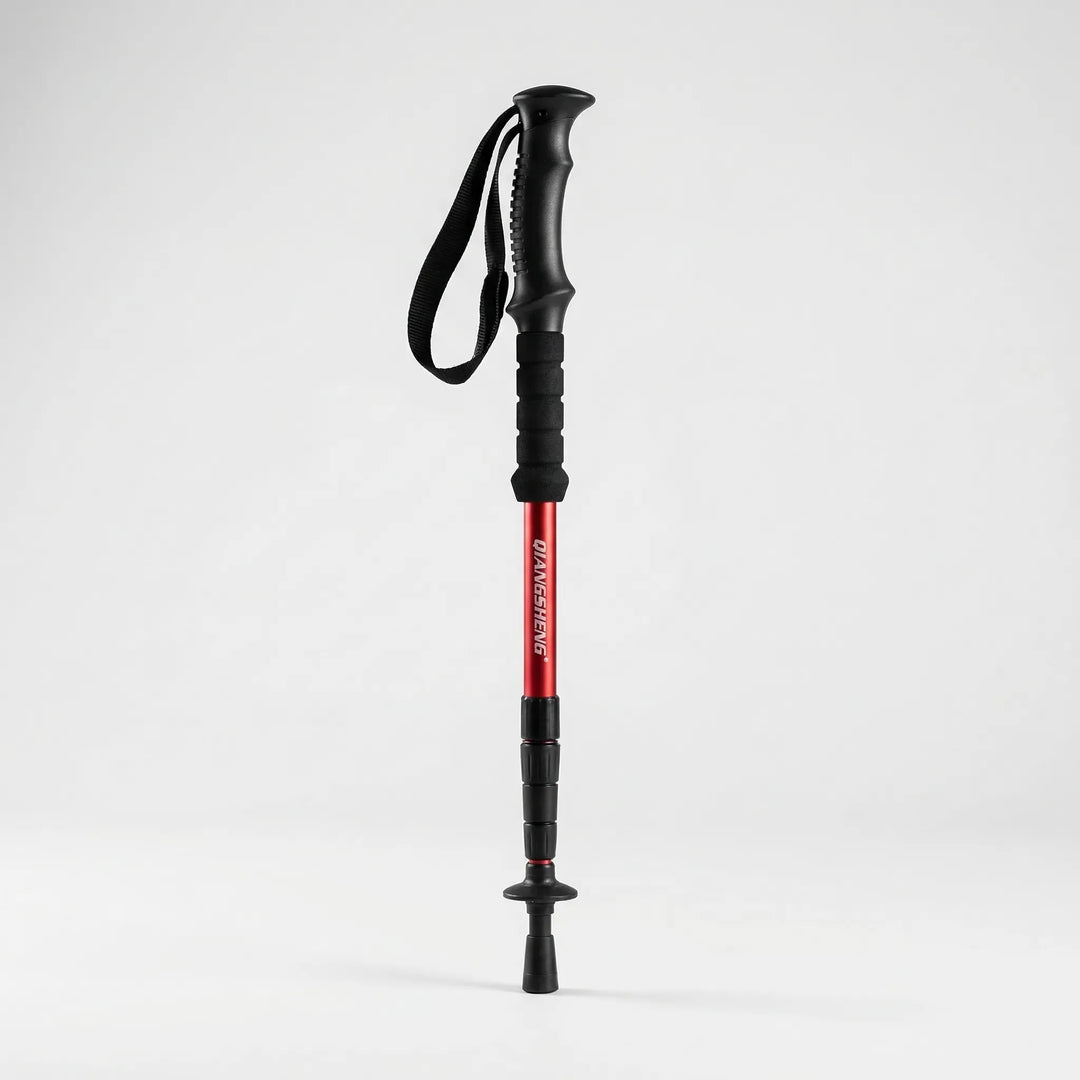 Unisex folding trekking pole, 4-section design for compact storage. Adjustable hiking and trail support.