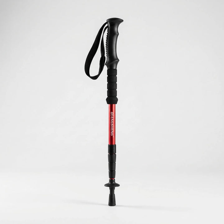 Unisex folding trekking pole, 4-section design for compact storage. Adjustable hiking and trail support.