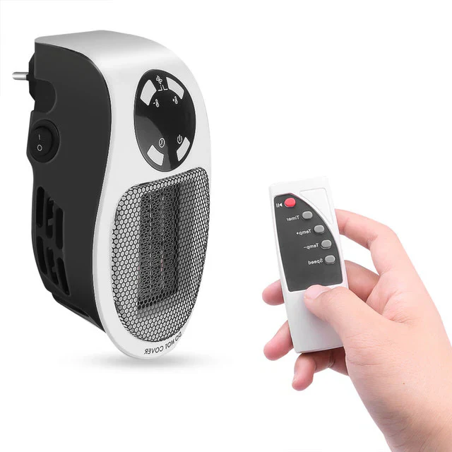 Mini portable electric heater, 500W, for indoor home & office use. Compact design provides efficient, personal warmth.