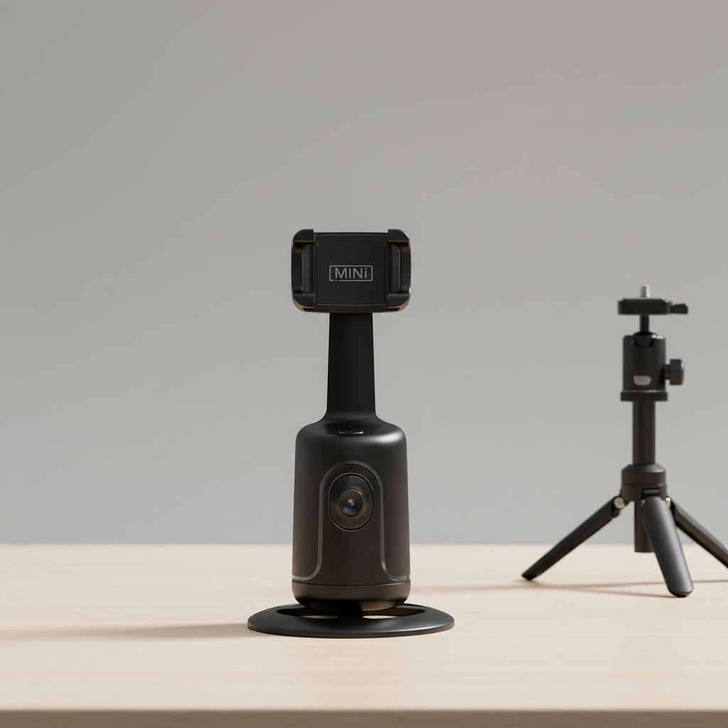 Compact AI tracking gimbal selfie stick with phone for vlogging and content creation