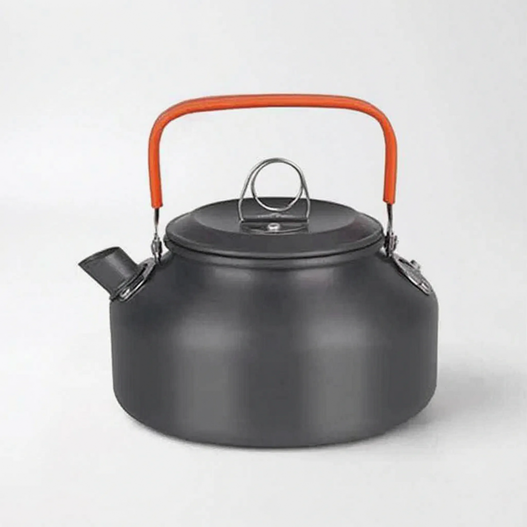 Complete portable outdoor cookware kit, perfect for camping, backpacking, and all your wilderness kitchen needs.