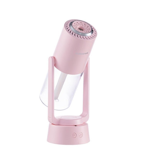 Modern compact rotating humidifier, USB-powered for quiet operation & optimal air quality in home or office.