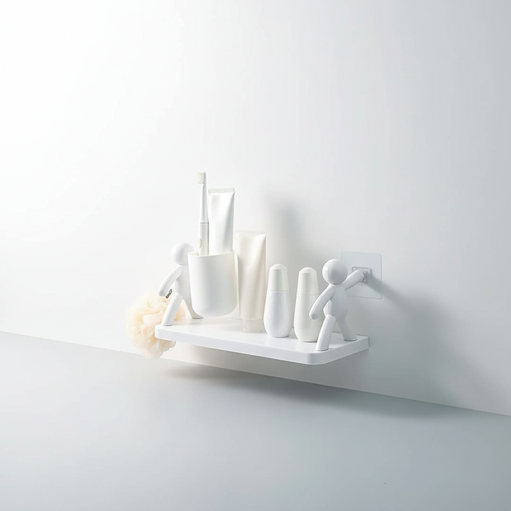 WallBuddy self-adhesive bathroom organizer shelf, white, modern storage solution