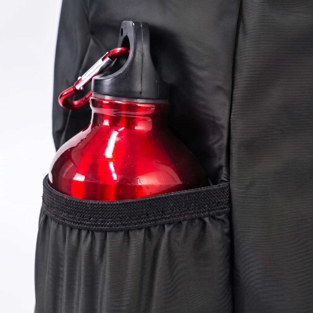 Space-saving black foldable backpack, water-resistant travel daypack, suitable for outdoor activities & trips.