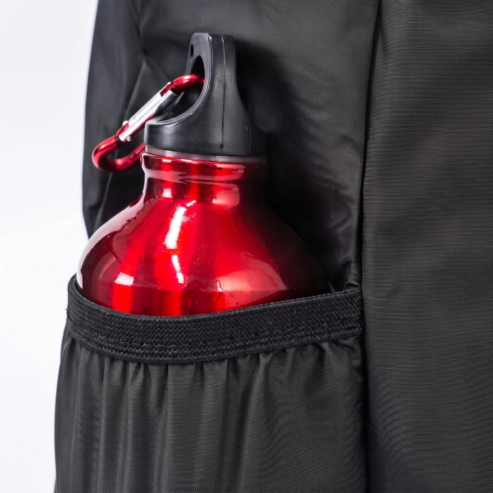 Space-saving black foldable backpack, water-resistant travel daypack, suitable for outdoor activities & trips.