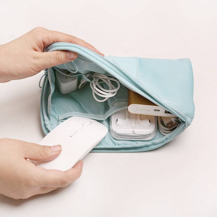 Travel tech organizer: compact waterproof pouch for electronics & cables, cactus.