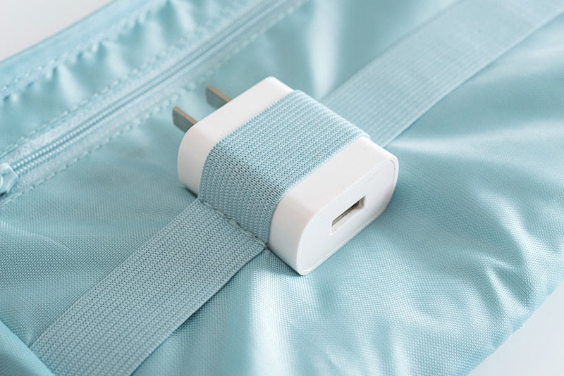 Compact cable management organizer, waterproof for electronics, cactus color.