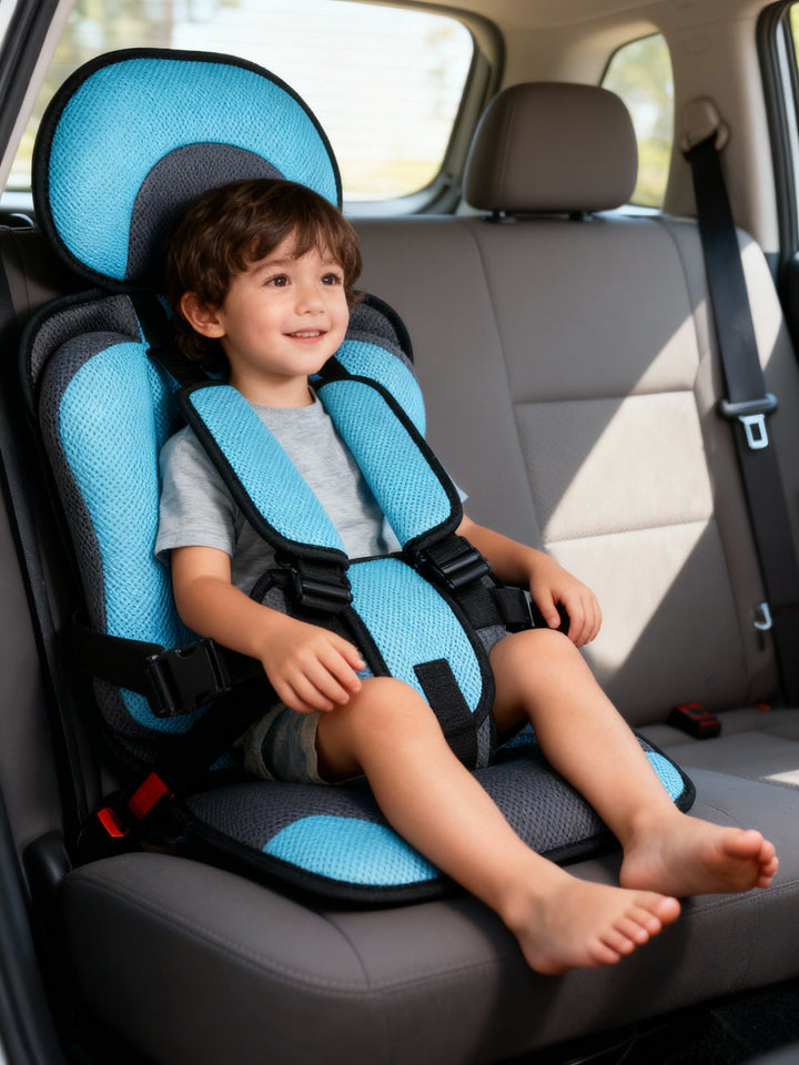 Portable and compact toddler car seat, great for ride-sharing or taxis.