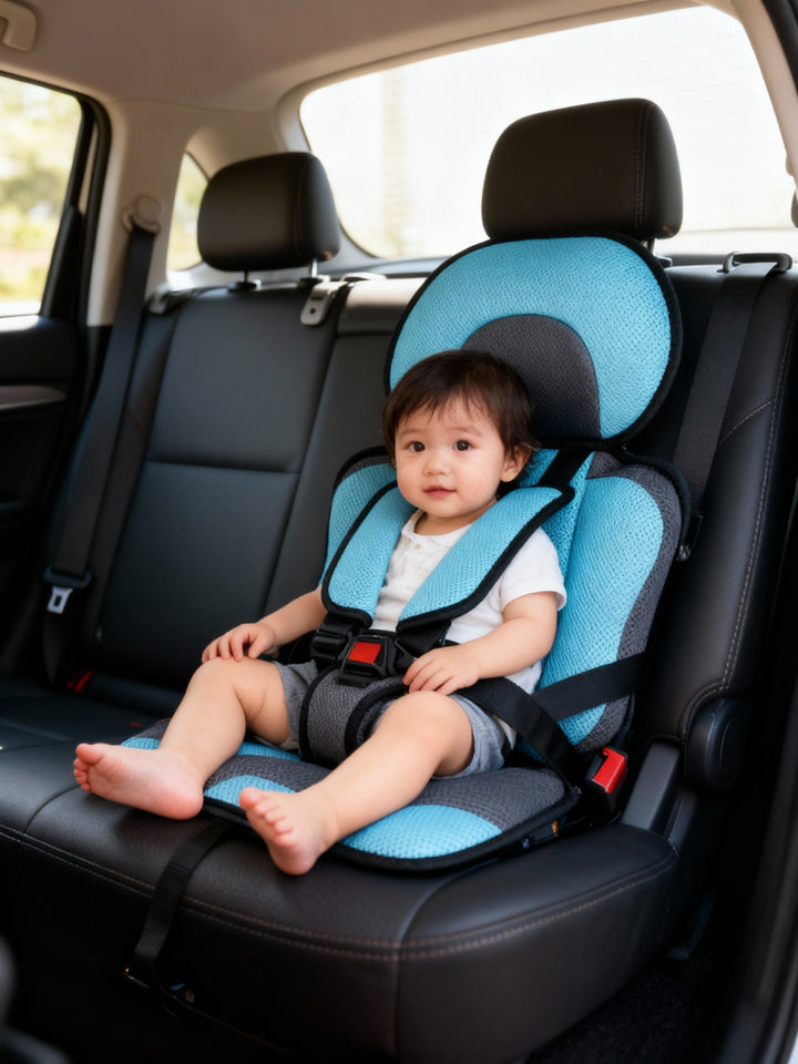Foldable children's booster seat, maximizing space in your car.
