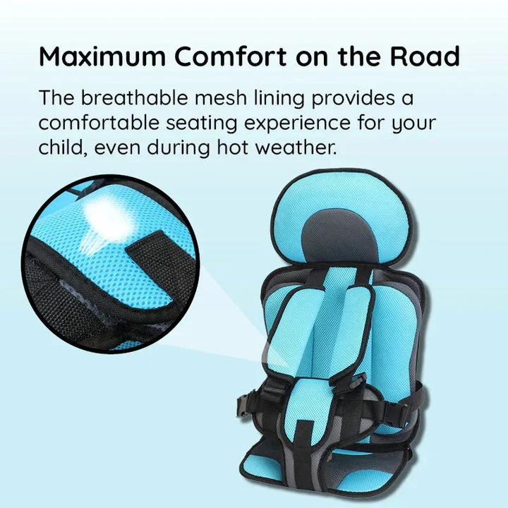 Toddler travel car seat, portable and compact for easy installation.