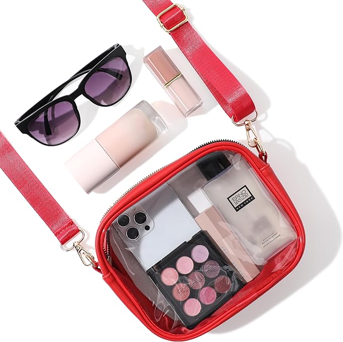 Durable transparent PVC VisiBag crossbody bag, compliant for all venues