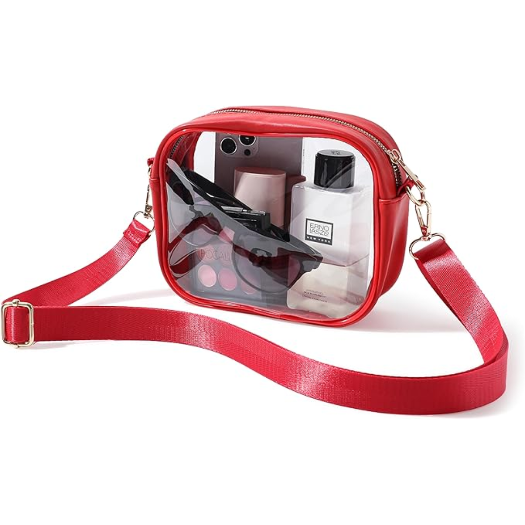 Unisex transparent PVC stadium approved crossbody bag, perfect for festivals