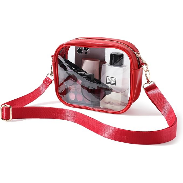 Unisex transparent PVC stadium approved crossbody bag, perfect for festivals