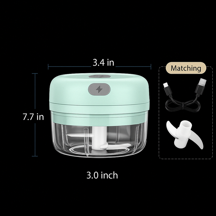 Sleek compact electric food chopper, perfect for modern kitchens and easy food processing.