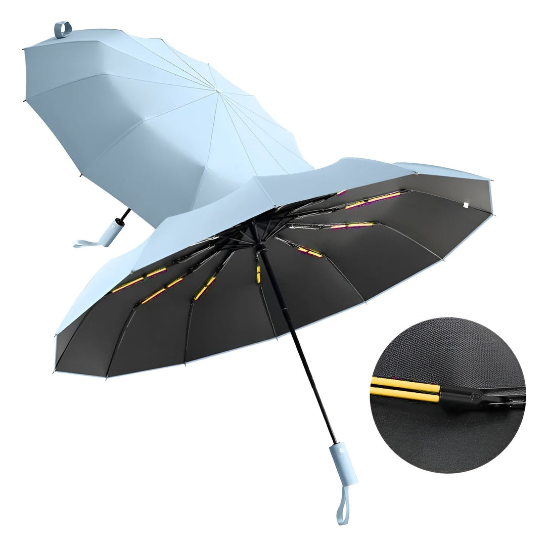 Durable & compact folding umbrella, automatic open/close, offers excellent UV & rain protection.