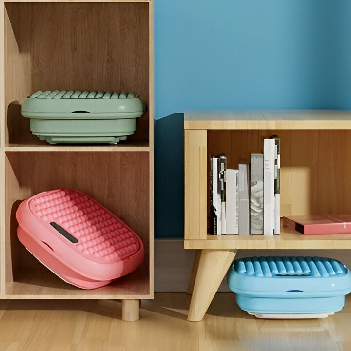 Travel-friendly folding mini washer. Perfect for dorm laundry, baby clothes, delicates. Compact portable washing machine for small loads.