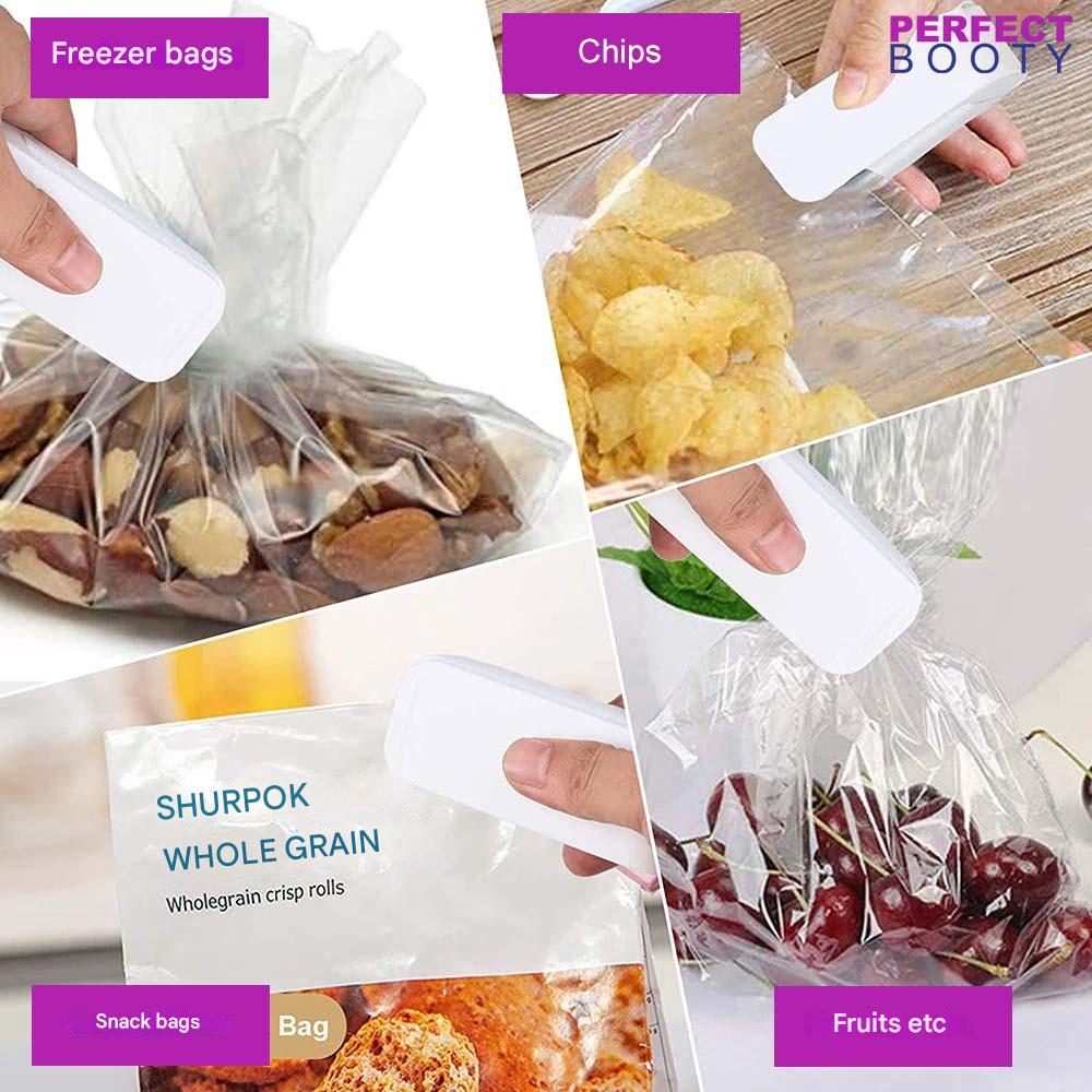 Ultra-portable FreshLock food sealer, ideal for travel or packed lunches, keeping food fresh & preventing waste.