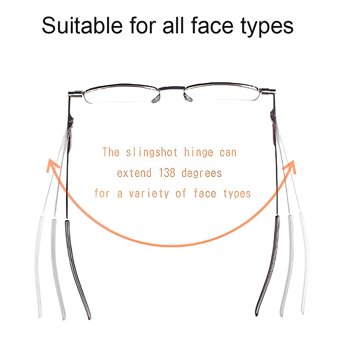 Portable folding gray reading glasses. Slim design for men & women, offering clear vision on the go.