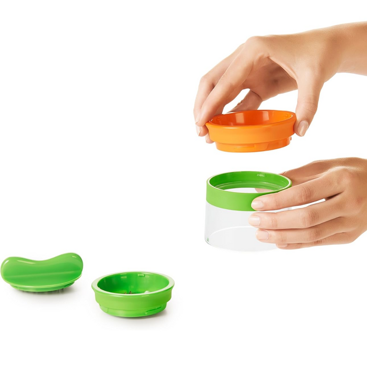 Hand-held spiralizer transforming vegetables into fun, healthy spirals for salads & garnishes.