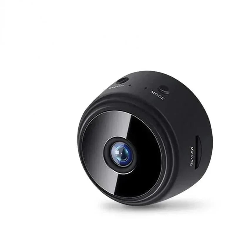 Modern compact HD security gadget with night vision feature and app-based control.