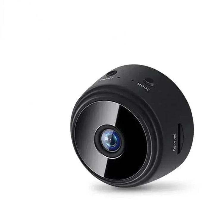 Modern compact HD security gadget with night vision feature and app-based control.