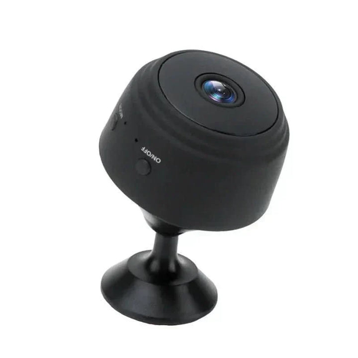 Professional compact HD surveillance camera, night vision enabled, and app-controlled.