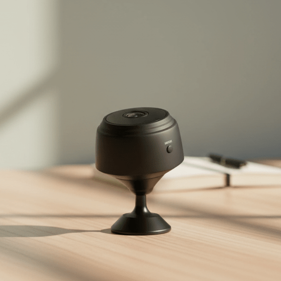 Mini HD security camera featuring clear night vision and remote app control.