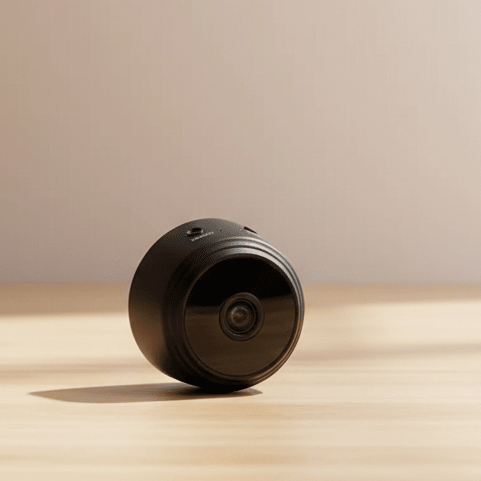 Discreet compact security gadget, HD video, night vision, and smartphone app control.