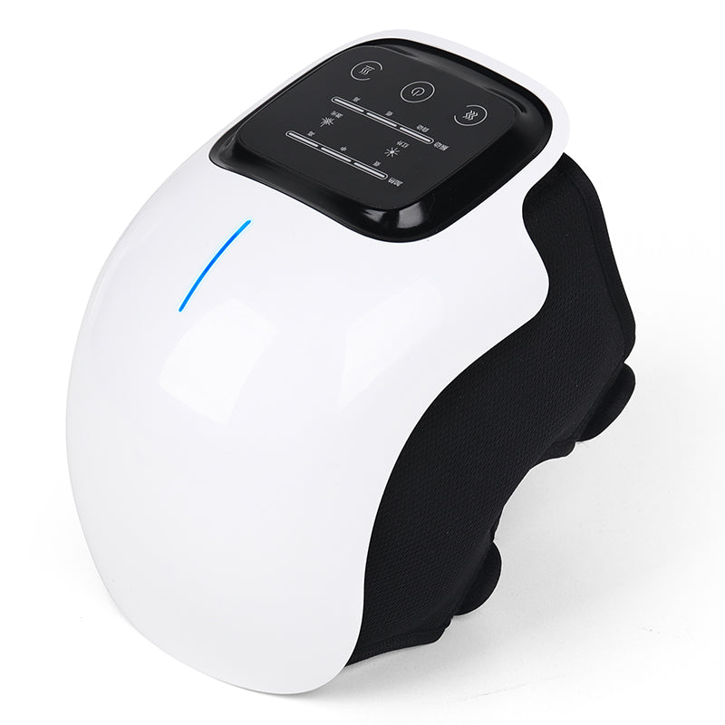 Compact knee massager for joint pain relief with heat therapy & red light. Ideal for muscle recovery.
