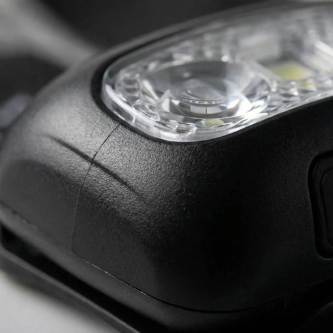 Unisex compact LED flashlight headlamp for bright, hands-free lighting during camping, hiking & emergency use.