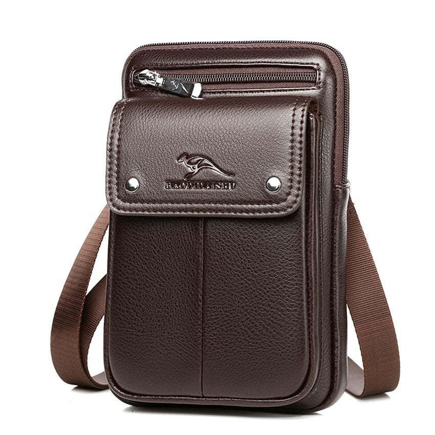 Versatile men's PU leather crossbody bag, great for daily carry, travel, or a compact shoulder pack.