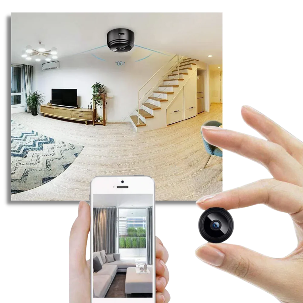 Portable mini wireless security camera for versatile home, office, & travel surveillance.