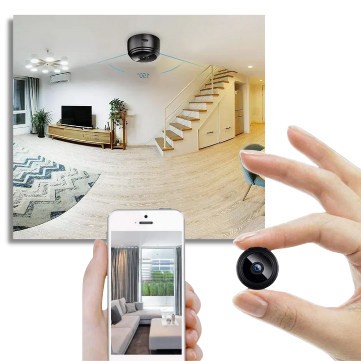 Portable mini wireless security camera for versatile home, office, & travel surveillance.