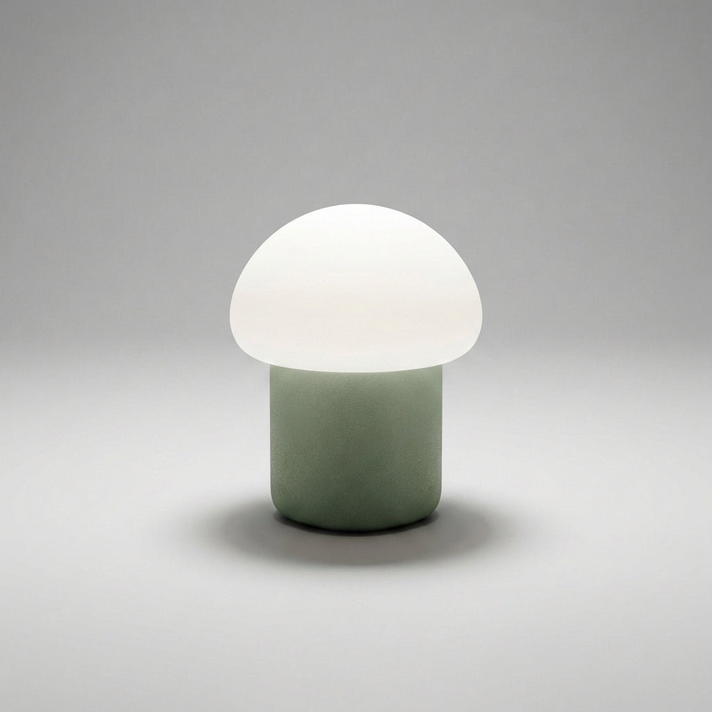 Mushino LED table lamp as a stylish accent piece in a living room, modern home decor lighting.
