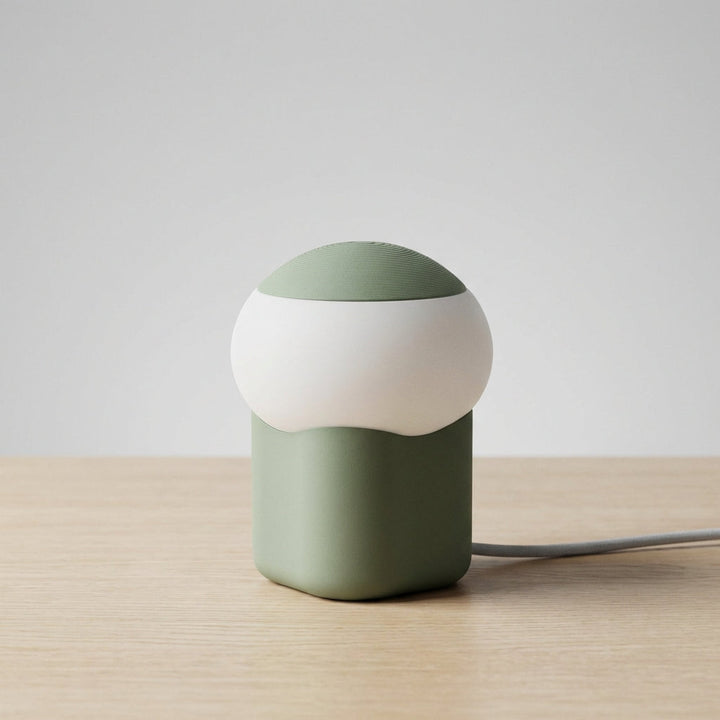 Mushino mini mushroom LED table lamp, minimalist design, decorative lighting for modern homes.